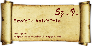 Szvák Valéria névjegykártya